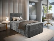 Čalúnená posteľ boxspring GLORIEN VELVET 90x200 cm sivá Matrac: Bonell pružinová matrac