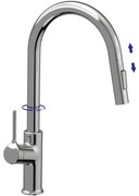Invena Farsala, drezová batéria s výsuvnou 2-funkčnou výlevkou h-433, chrómová, INV-BZ-40-U01-S