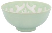 Zelená porcelánová miska s kvetmi vo vnútri Arés - Ø12*5,5 cm