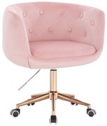 LuxuryForm DESIGN Kreslo MONTANA VELUR na zlatej podstave s kolieskami - ružové