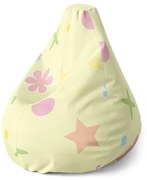 Sablio Sedací vak Pear Kvetiny na žltej - 140 x 100 x 25 cm
