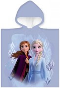 Dievčenské plážové pončo - osuška s kapucňou Ľadové kráľovstvo - Frozen - motív Anna a Elsa - 100% bavlna - 50 x 100 cm