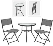 Balkónový set: 2 Skladacie stoličky a polkruhový stolík - sivý