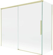 Mexen Rox, 2-krídlová posuvná vaňová zástena 180 + 80 x 150 cm, 8mm číre sklo, zlatý matný profil, 8C9-180-080-55-00