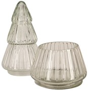 Transparentná sklenená dóza v tvare stromčeka - Ø 11*21 cm