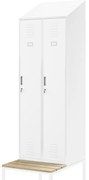 Šatníková skriňa s lavicou a strechou KACPER II PRO, 600 x 2295 x 850 mm, biela