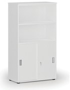 Kombinovaná kancelárska skriňa PRIMO WHITE, zasúvacie dvere na 2 poschodia, 800 x 420 x 1434 mm, biela