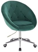 LuxuryForm DESIGN Kreslo VERA VELUR na striebornej podstave s kolieskami - zelené