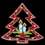 AMADEA Drevená dekorácia farebná stromček so sviečkami 6 cm