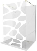 Mexen Kioto, priechodná sprchová zástena 100 x 200 cm, 8mm sklo číre/biely vzor, 2x zlatá stabilizačná rozpera, 800-100-002-50-97