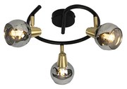 Stropná lampa čierna 44,5 cm s dymovým sklom 3-svetlo - Vidro