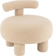 Béžová okrúhla stolička s opierkou Teddy Bouclé Beige - Ø 52*49 cm