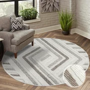 Dekorstudio Moderný okrúhly koberec LINDO 7590 - krémový Priemer koberca: 120cm