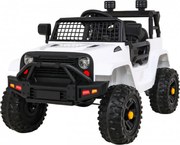 Ramiz Autíčko na batérie Jeep Dark Night pre deti Biele + pomalý štart + EVA + LED Audio
