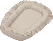 Ľanové hniezdo pre bábätko s volánom prírodné