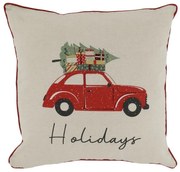 Béžová bavlnená obliečka na vankúš s autíčkom Holidays - 50*50cm