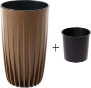 PLASTOVÝ KVETINÁČ STRIPPED ECO 51X30 CM HNEDÁ