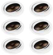 Sada 6 moderných zapustených bodových svetiel biela nastaviteľná - Coop 111 Honey