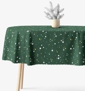 Goldea vianočný oválny teflónový obrus - hviezdičky na zelenej 120 x 160 cm