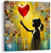 Obraz silueta dievčaťa s balónikom