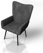 Pohodlné manžetové kreslo z manšestru, sivé