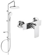 Mexen Erik stenová sprchová súprava s dažďovými tryskami a sprchovou batériou Alfa, chrómová - 745740205-00