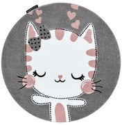 Dywany Łuszczów Detský kusový koberec Petit Kitty cat grey kruh - 160x160 (priemer) kruh cm
