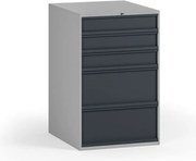 Zásuvkový dielenský box na náradie k pracovnému stolu, 5 zásuviek, 510 x 592 x 810 mm, grafit