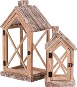 Set dvoch drevených lampášov hnedý DA219 (2 ks)