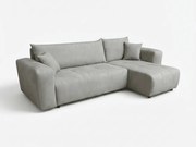 Svetlosivá rozkladacia rohová pohovka SORELA, obojstranná + 2 vankúšiky zdarma