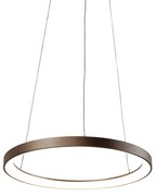 Dizajnové závesné svietidlo bronzové vrátane stmievateľného LED Easylift - Hoop