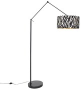 Stojaca lampa čierna so zebra tienidlom 50 cm - Editor