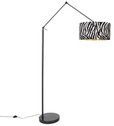 Stojaca lampa čierna so zebra tienidlom 50 cm - Editor