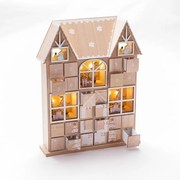 Drevený LED adventný kalendár so šuflíčkami DOMOK