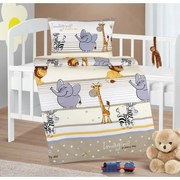 Bellatex Detské bavlnené obliečky do postieľky Agáta Safari béžová, 90 x 135 cm, 45 x 60 cm