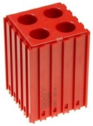 Plastový box na náradie s valcovou stopkou D14, modul 5x5, 4 dutiny, červená