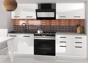 Kuchynská linka Belini 160 cm biely lesk s pracovnou doskou Kompakto2  INF KOMPAKTO2/2/WT/W/0/B1