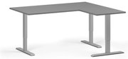 Výškovo nastaviteľný stôl, 160x140 cm, 3 motory, L/P, sivá podnož, grafit