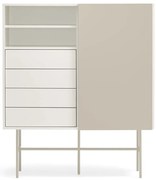 Béžovo-krémová vysoká komoda s posuvnými dverami 120x140 cm Nube – Teulat