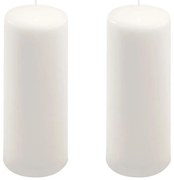 Sada stĺpových sviečok, 20 cm, Ø 7,5 cm, biela, 2 ks