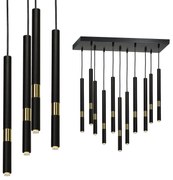 Závesné svietidlo Monza, 11x čierne/zlaté kovové tienidlo, b/g