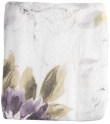 Biely semišový prehoz s kvety magnólie - 130 * 180 cm