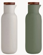 Dávkovače na ocot a olej z porcelánu a akáciového dreva Essentials, 2 ks