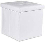 Biely skladací taburet ZAREX L z ekokože