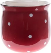 Obal na kvetináč Bodkovaný 12,5 cm, červeno-biely%