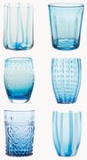 Súprava ručne vyrobených pohárov na vodu Melting Pot, 6 ks
