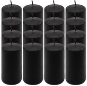 Čierna parafínová sviečka 10 cm, 20 h horenia, sada 16 ks