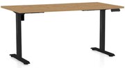 Výškovo nastaviteľný stôl OfficeTech B, 160 x 80 cm, čierna podnož, dub kamenný