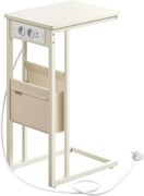 Odkládací stolek Vasagle Pama se zásuvkou a USB porty krémový