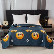Prehoz na posteľ so vzorom MLSNÝ SMAJLÍK sivý Rozmer: 170 x 210 cm